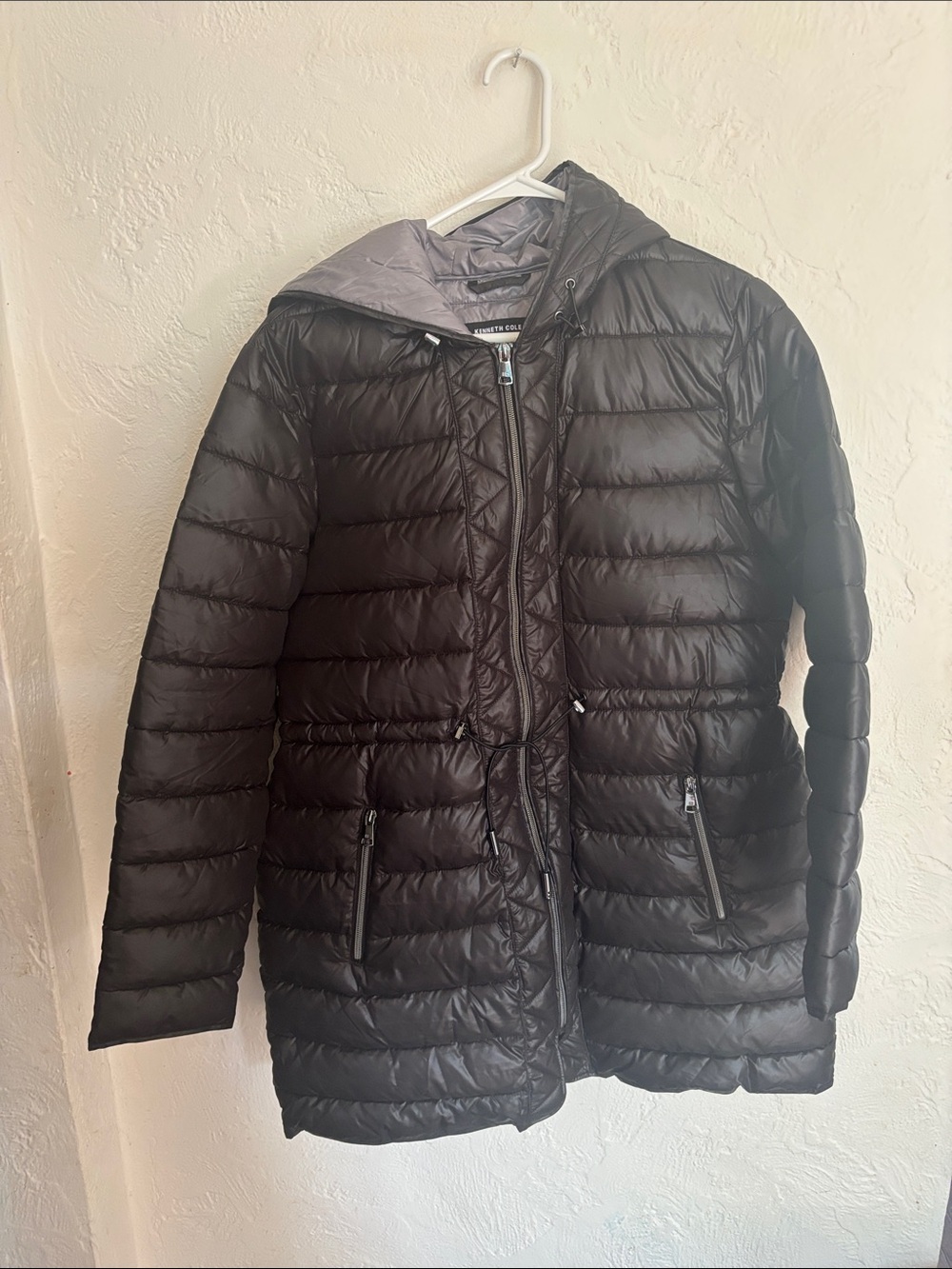 Kenneth Cole Reaction Women's Black Quilted Hooded Puffer Jacket